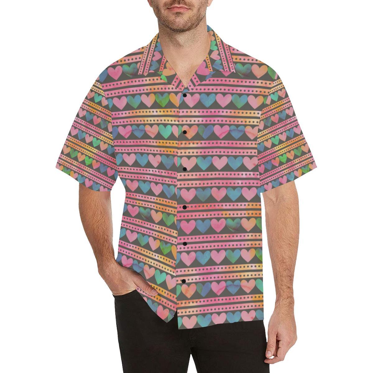 Heart Pattern Print Design HE010 Men Hawaiian Shirt-JorJune