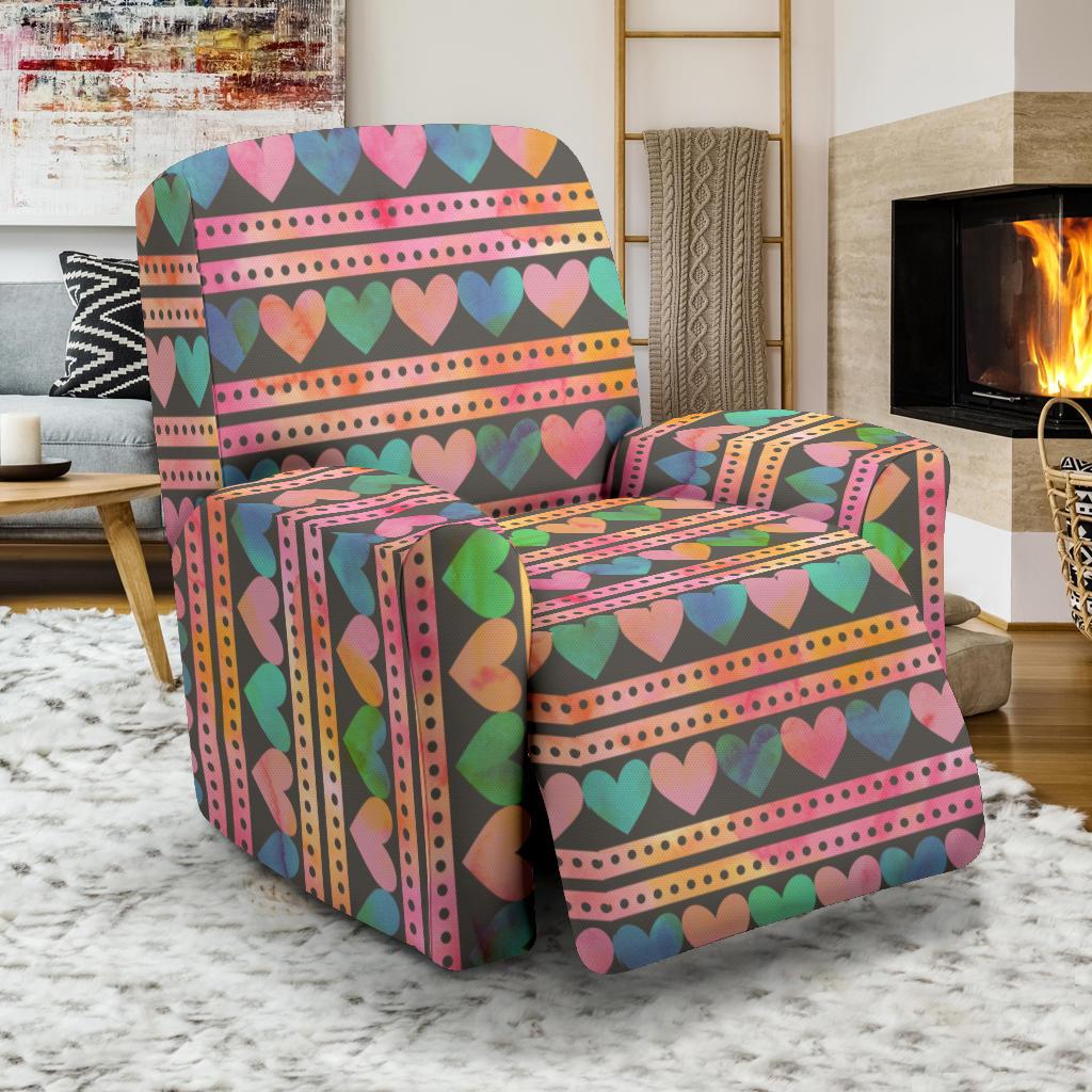 Heart Pattern Print Design HE010 Recliner Slipcover-JORJUNE.COM