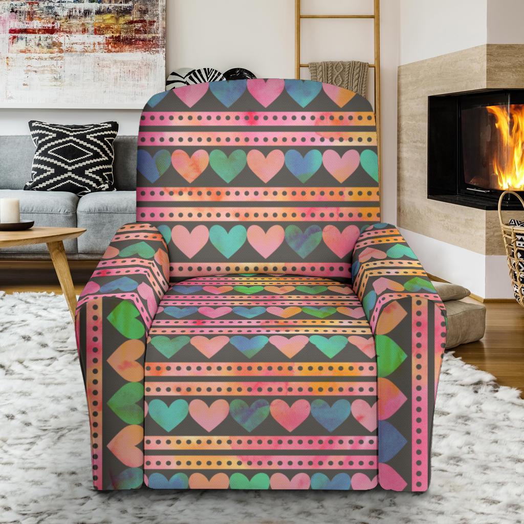 Heart Pattern Print Design HE010 Recliner Slipcover-JORJUNE.COM