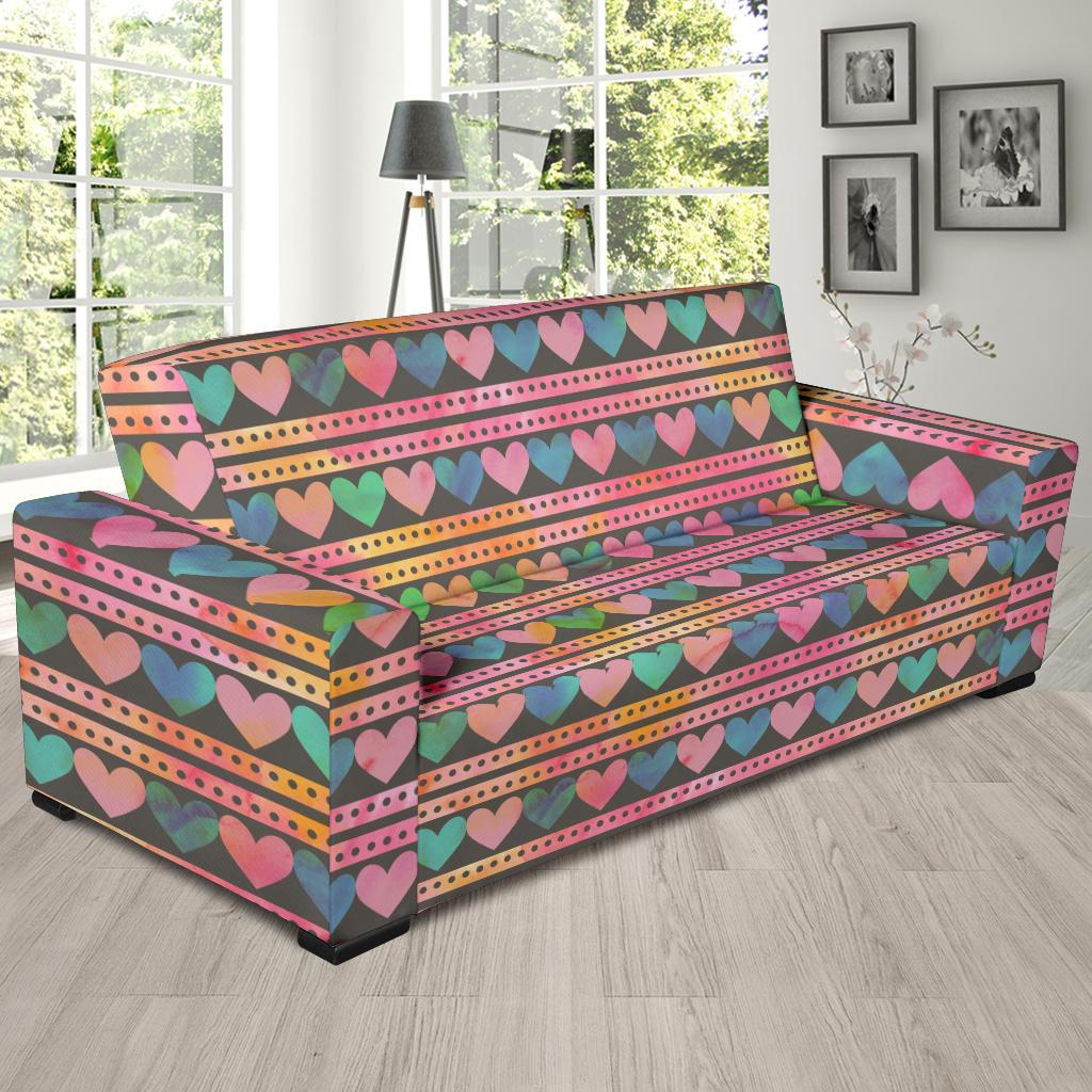 Heart Pattern Print Design HE010 Sofa Slipcover-JORJUNE.COM
