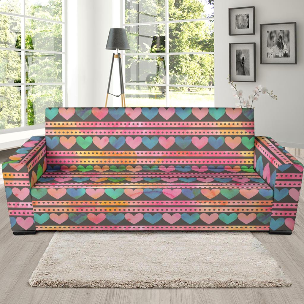 Heart Pattern Print Design HE010 Sofa Slipcover-JORJUNE.COM