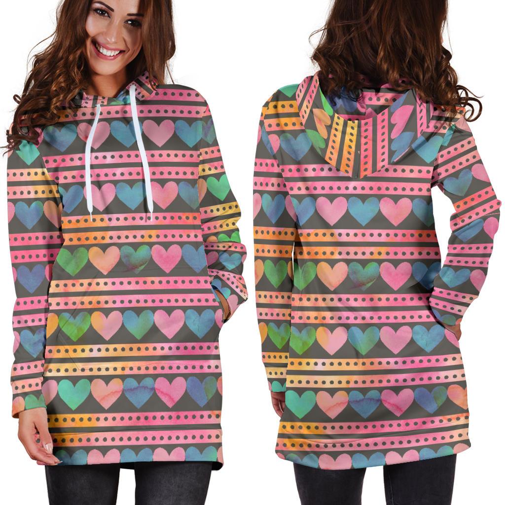 Heart Pattern Print Design HE010 Women Hoodie Dress