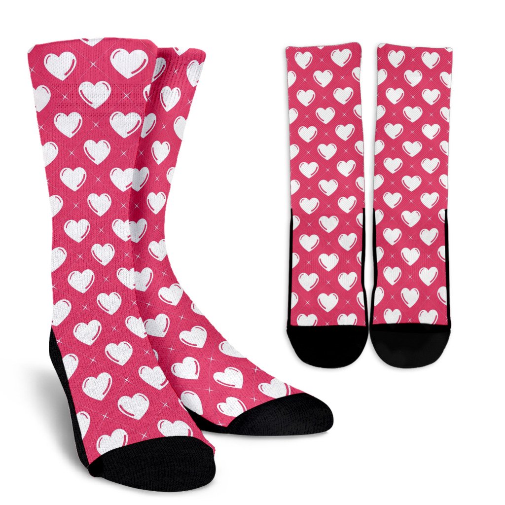 Heart Pattern Print Design HE07 Crew Socks-JORJUNE.COM