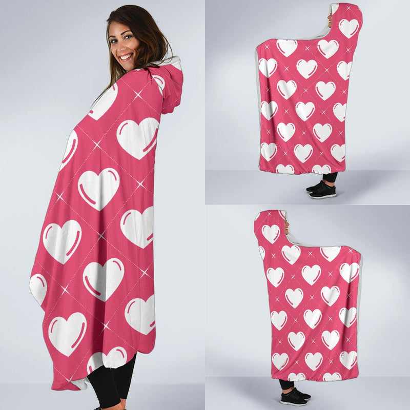 Heart Pattern Print Design HE07 Hooded Blanket-JORJUNE.COM