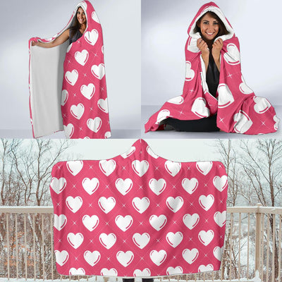 Heart Pattern Print Design HE07 Hooded Blanket-JORJUNE.COM