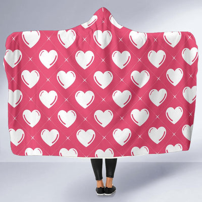 Heart Pattern Print Design HE07 Hooded Blanket-JORJUNE.COM