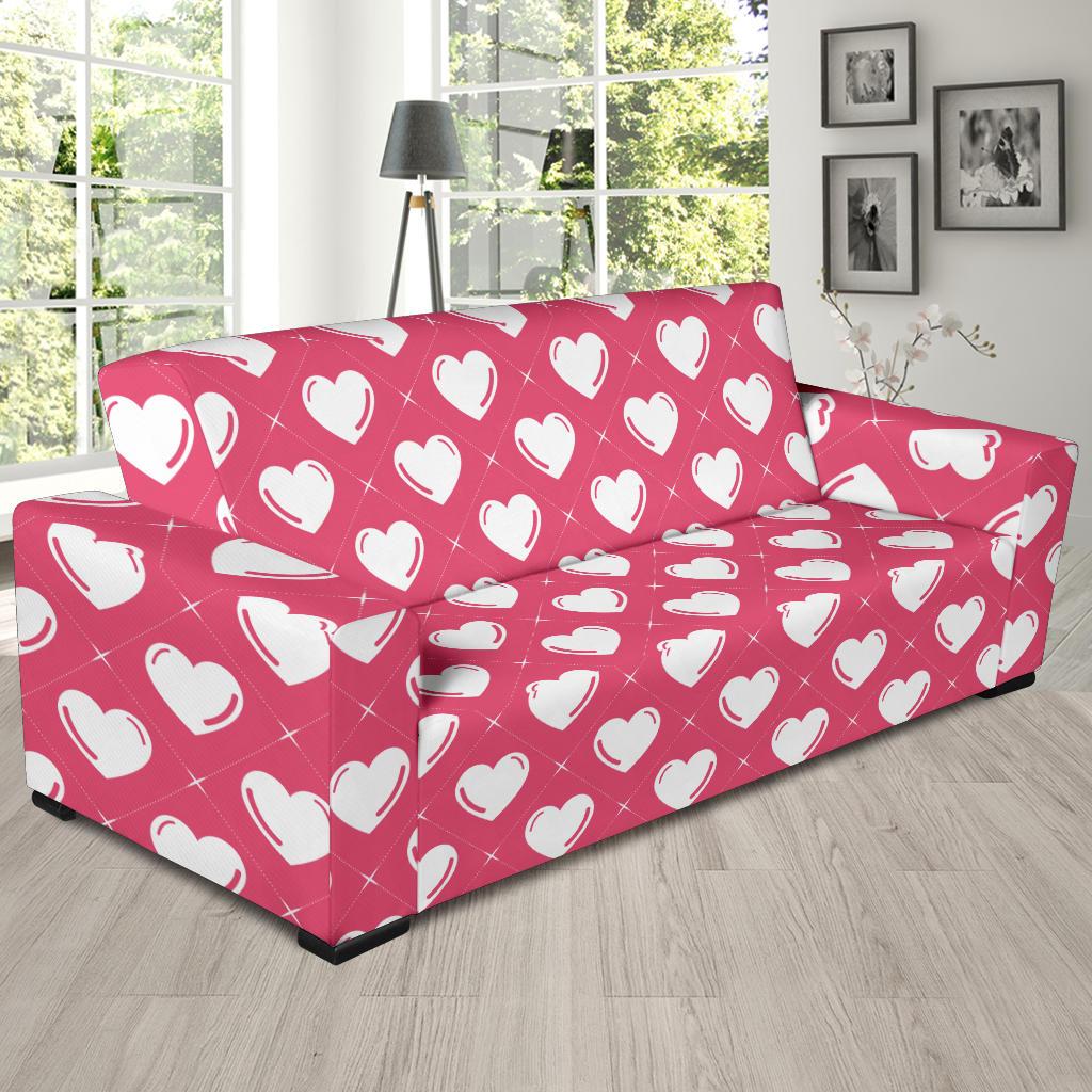 Heart Pattern Print Design HE07 Sofa Slipcover-JORJUNE.COM