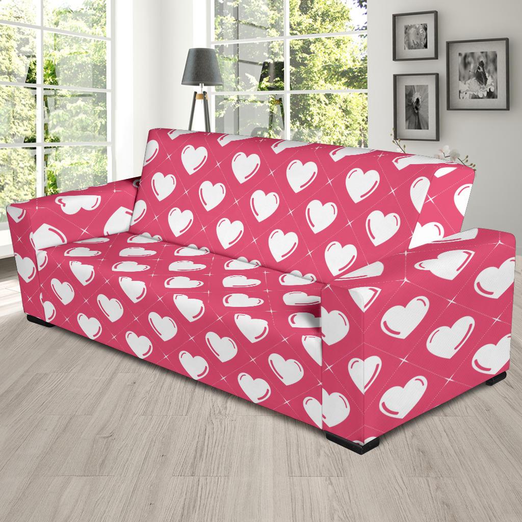 Heart Pattern Print Design HE07 Sofa Slipcover-JORJUNE.COM