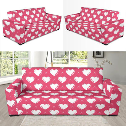 Heart Pattern Print Design HE07 Sofa Slipcover-JORJUNE.COM