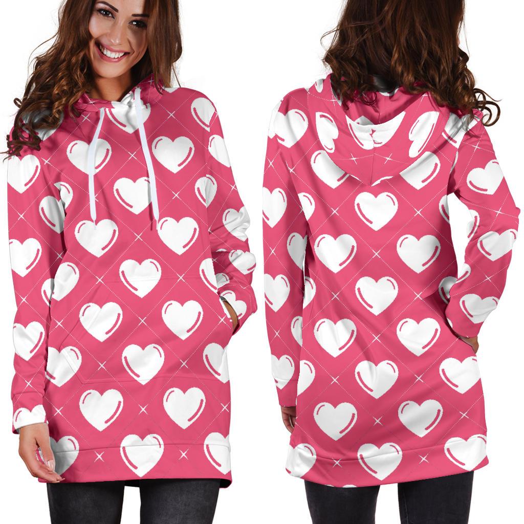 Heart Pattern Print Design HE07 Women Hoodie Dress