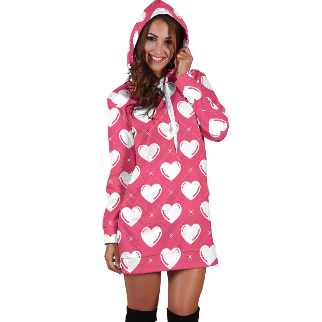Heart Pattern Print Design HE07 Women Hoodie Dress