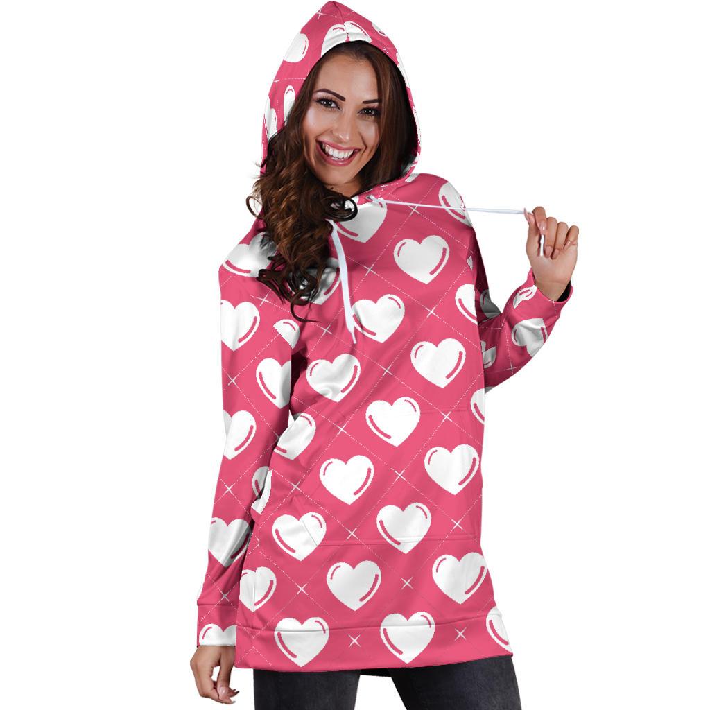 Heart Pattern Print Design HE07 Women Hoodie Dress
