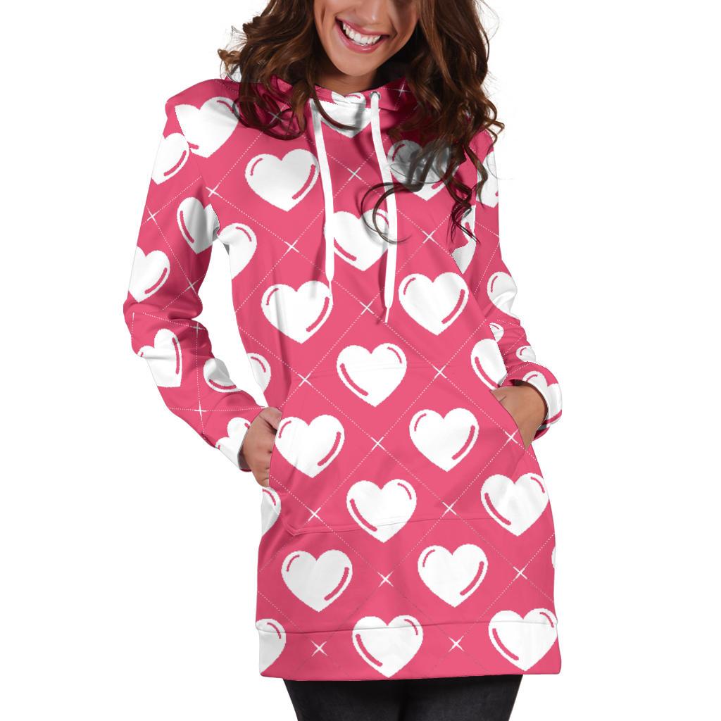 Heart Pattern Print Design HE07 Women Hoodie Dress