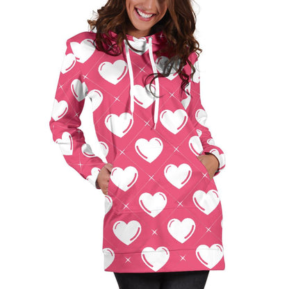 Heart Pattern Print Design HE07 Women Hoodie Dress