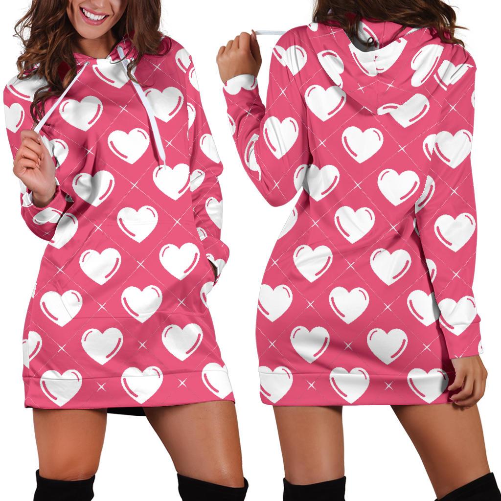Heart Pattern Print Design HE07 Women Hoodie Dress