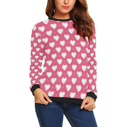 Heart Pattern Print Design HE07 Women Long Sleeve Sweatshirt-JorJune