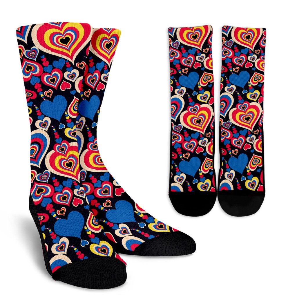 Heart Pattern Print Design HE08 Crew Socks-JORJUNE.COM