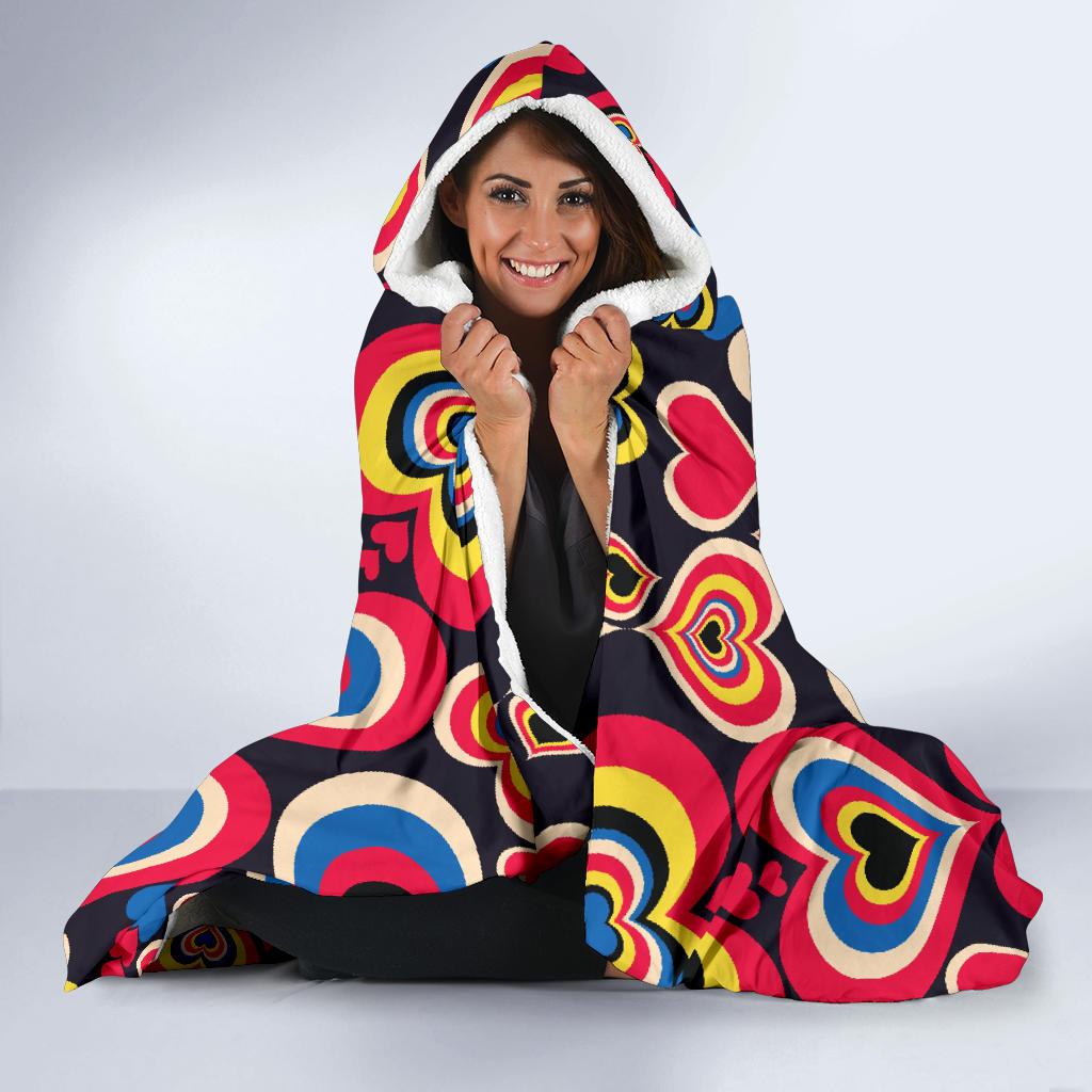 Heart Pattern Print Design HE08 Hooded Blanket-JORJUNE.COM