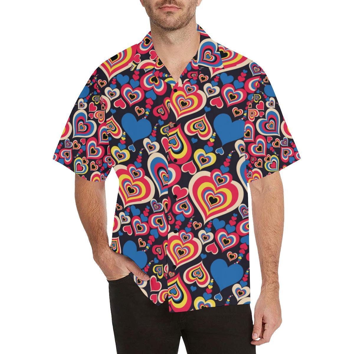 Heart Pattern Print Design HE08 Men Hawaiian Shirt-JorJune