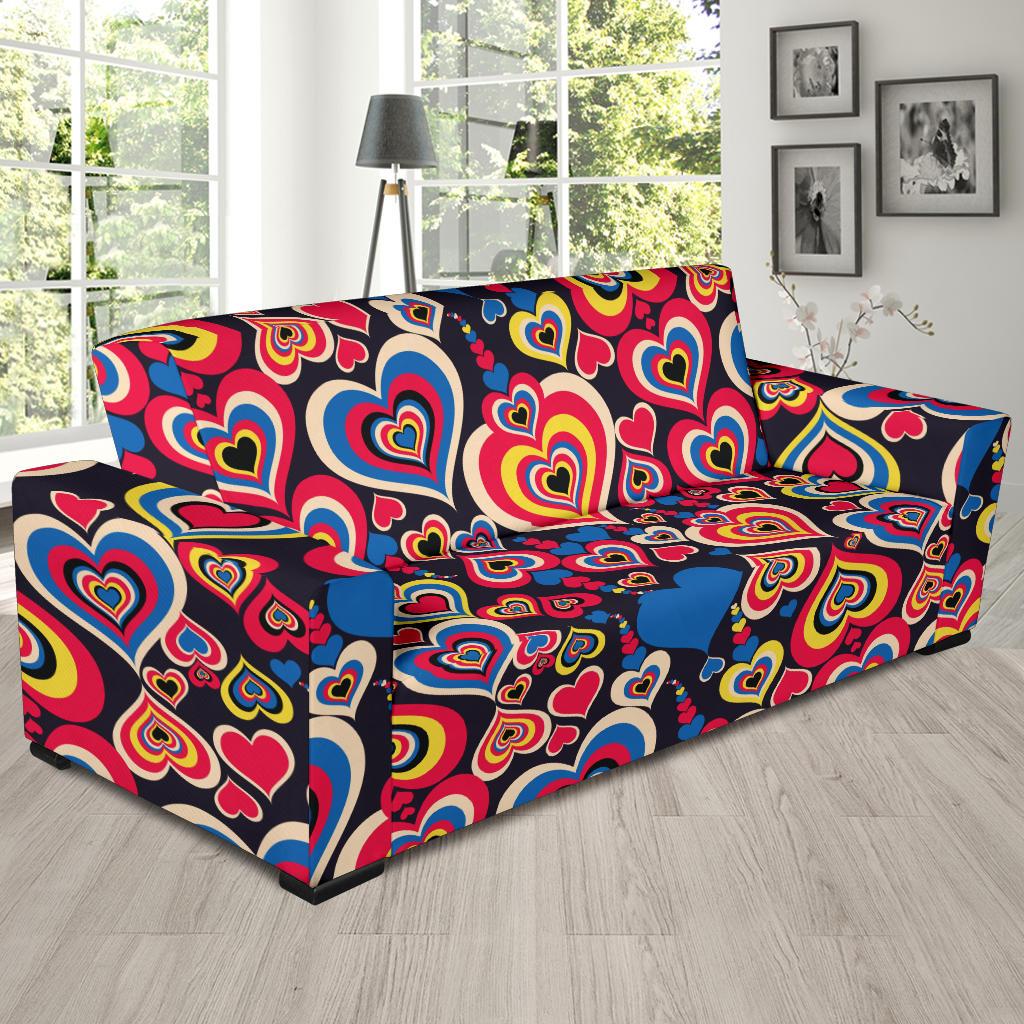 Heart Pattern Print Design HE08 Sofa Slipcover-JORJUNE.COM
