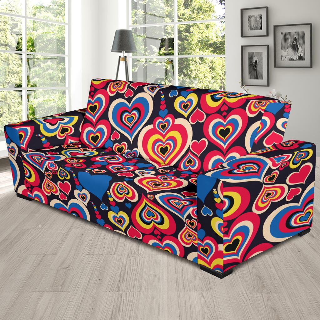 Heart Pattern Print Design HE08 Sofa Slipcover-JORJUNE.COM