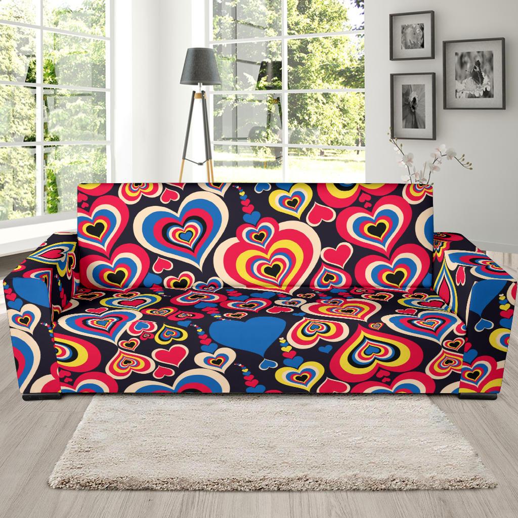 Heart Pattern Print Design HE08 Sofa Slipcover-JORJUNE.COM