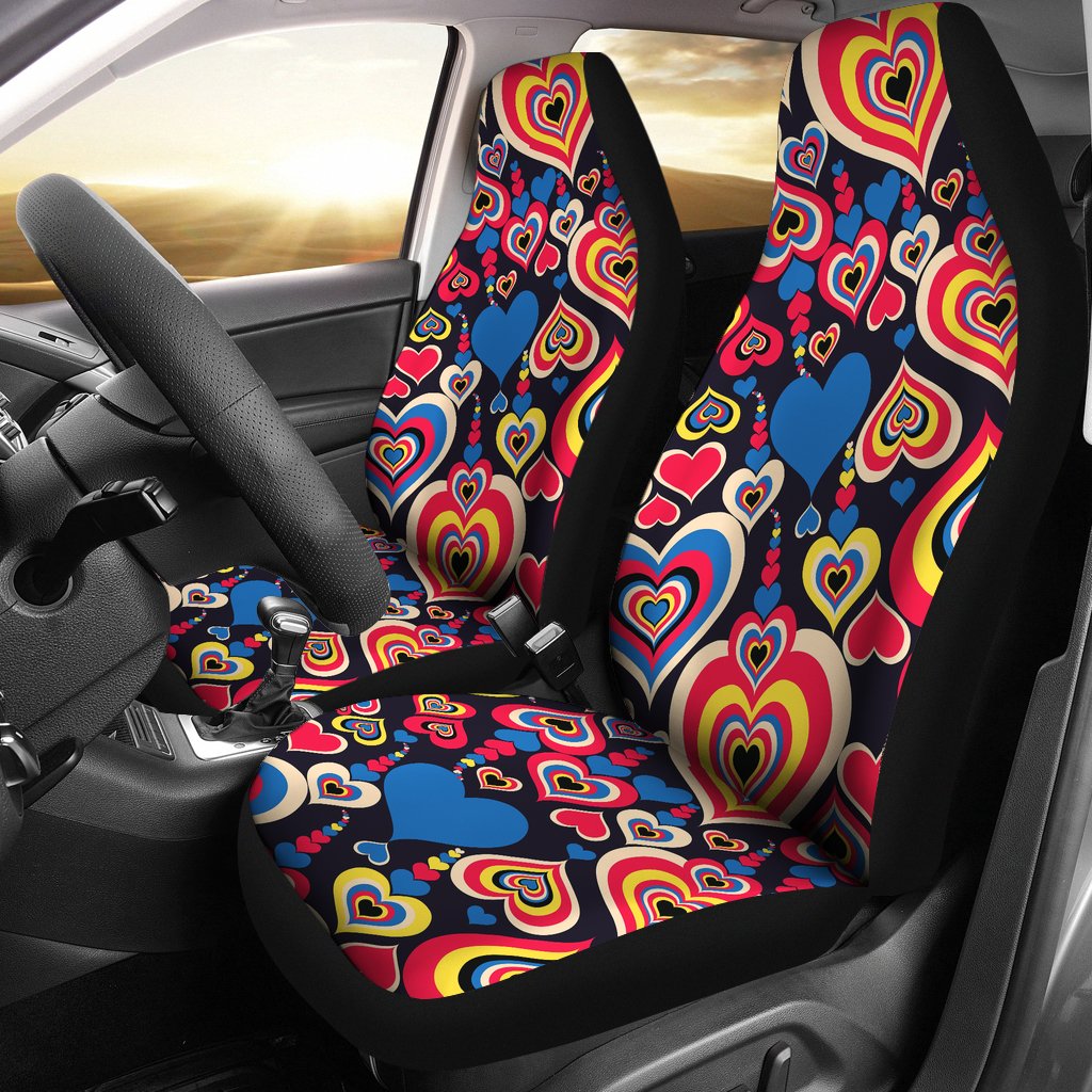 Heart Pattern Print Design HE08 Universal Fit Car Seat Covers-JorJune