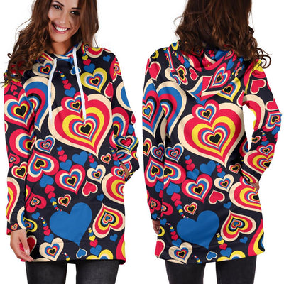Heart Pattern Print Design HE08 Women Hoodie Dress