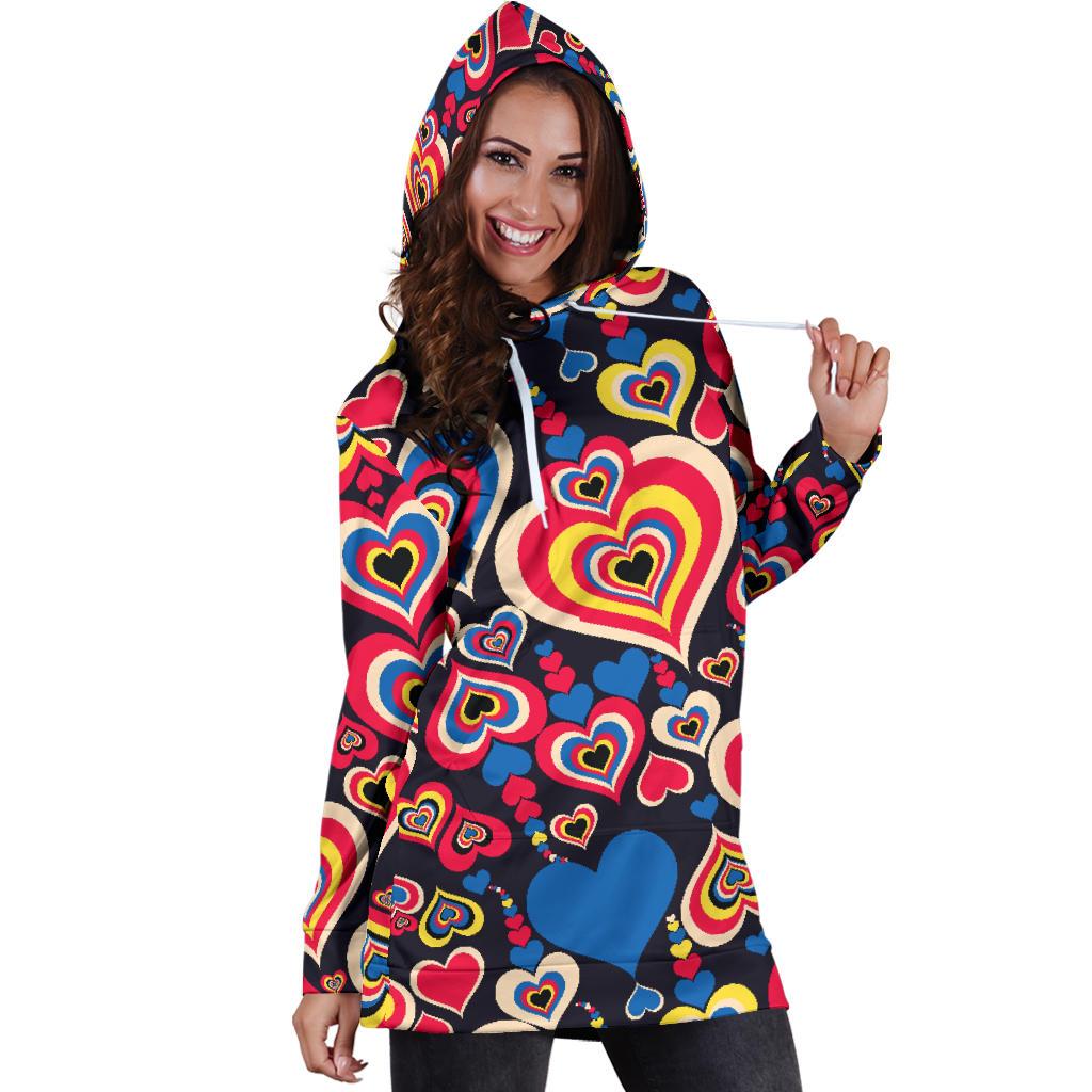 Heart Pattern Print Design HE08 Women Hoodie Dress