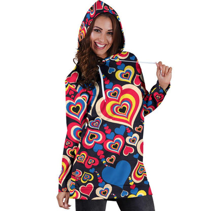 Heart Pattern Print Design HE08 Women Hoodie Dress