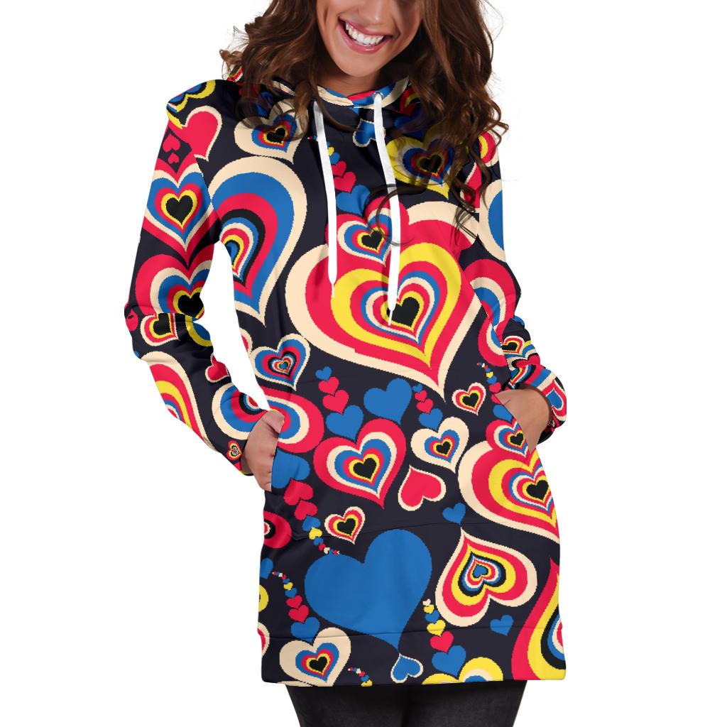 Heart Pattern Print Design HE08 Women Hoodie Dress