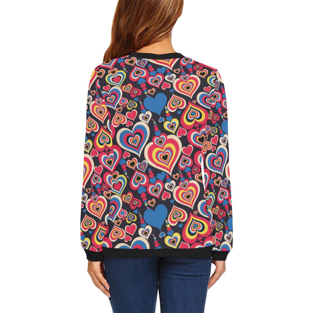Heart Pattern Print Design HE08 Women Long Sleeve Sweatshirt-JorJune