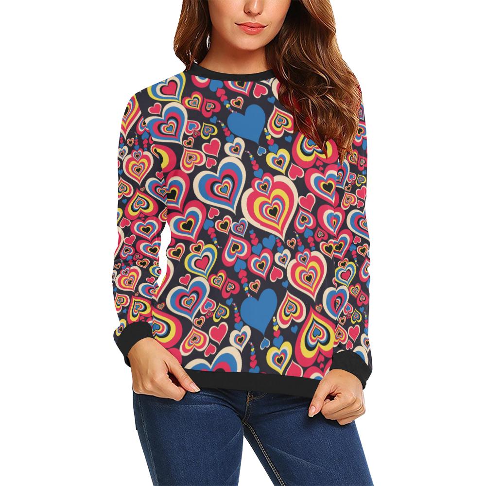 Heart Pattern Print Design HE08 Women Long Sleeve Sweatshirt-JorJune