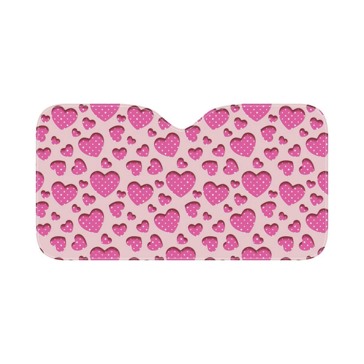 Heart Pink Pattern Print Design HE06 Car Sun Shade-JorJune