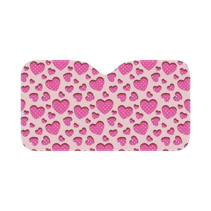 Heart Pink Pattern Print Design HE06 Car Sun Shade-JorJune