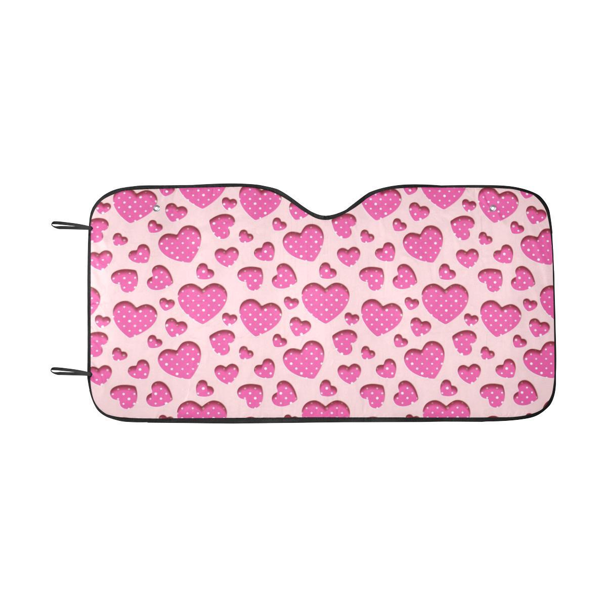 Heart Pink Pattern Print Design HE06 Car Sun Shade-JorJune