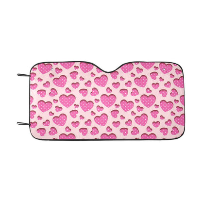 Heart Pink Pattern Print Design HE06 Car Sun Shade-JorJune