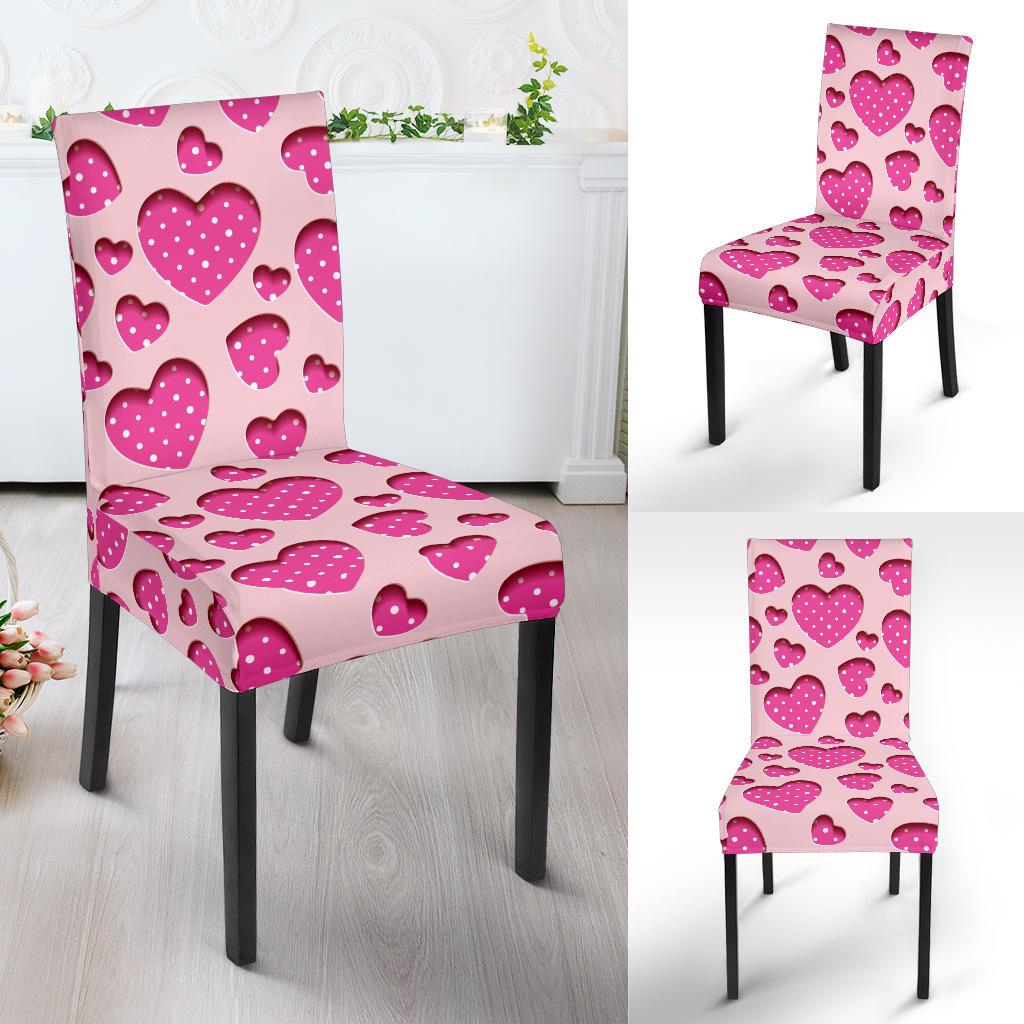 Heart Pink Pattern Print Design HE06 Dining Chair Slipcover-JORJUNE.COM