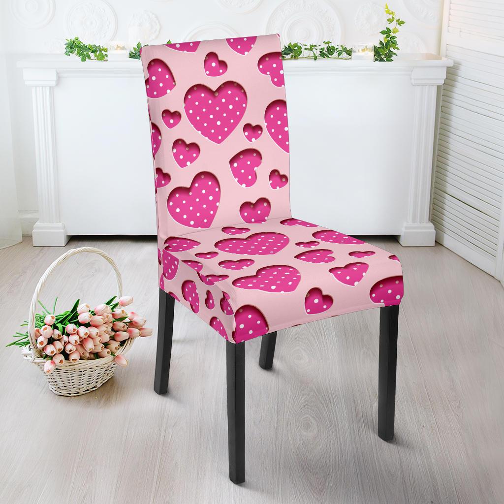 Heart Pink Pattern Print Design HE06 Dining Chair Slipcover-JORJUNE.COM