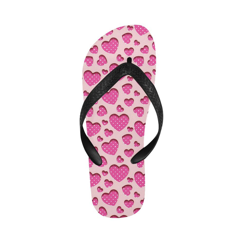 Heart Pink Pattern Print Design HE06 Flip Flops-JorJune