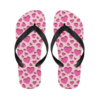 Heart Pink Pattern Print Design HE06 Flip Flops-JorJune