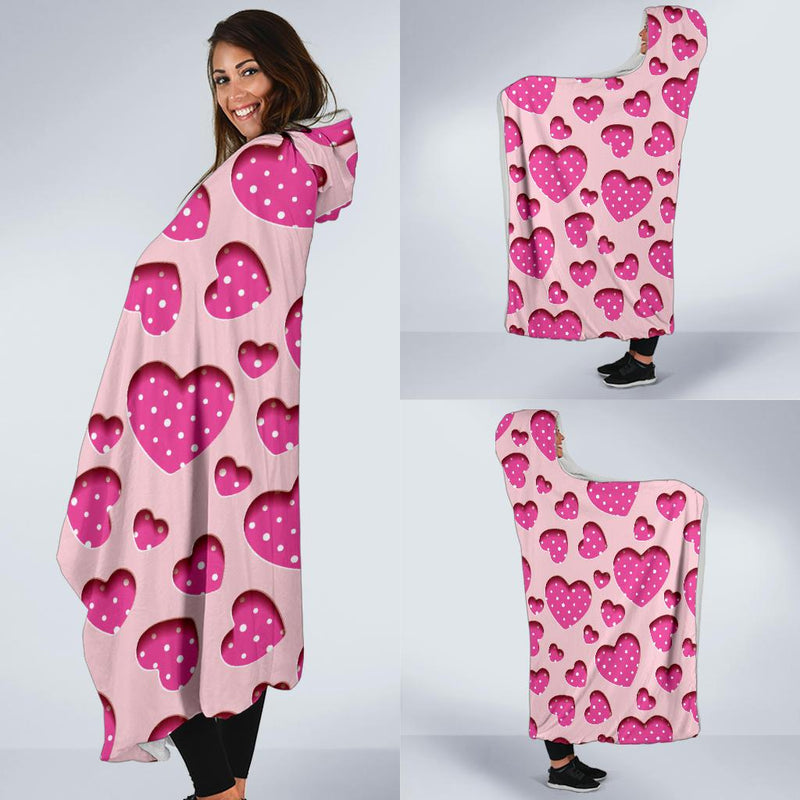 Heart Pink Pattern Print Design HE06 Hooded Blanket-JORJUNE.COM