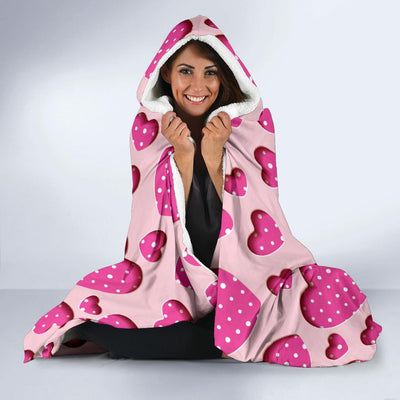 Heart Pink Pattern Print Design HE06 Hooded Blanket-JORJUNE.COM