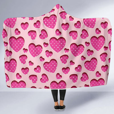 Heart Pink Pattern Print Design HE06 Hooded Blanket-JORJUNE.COM