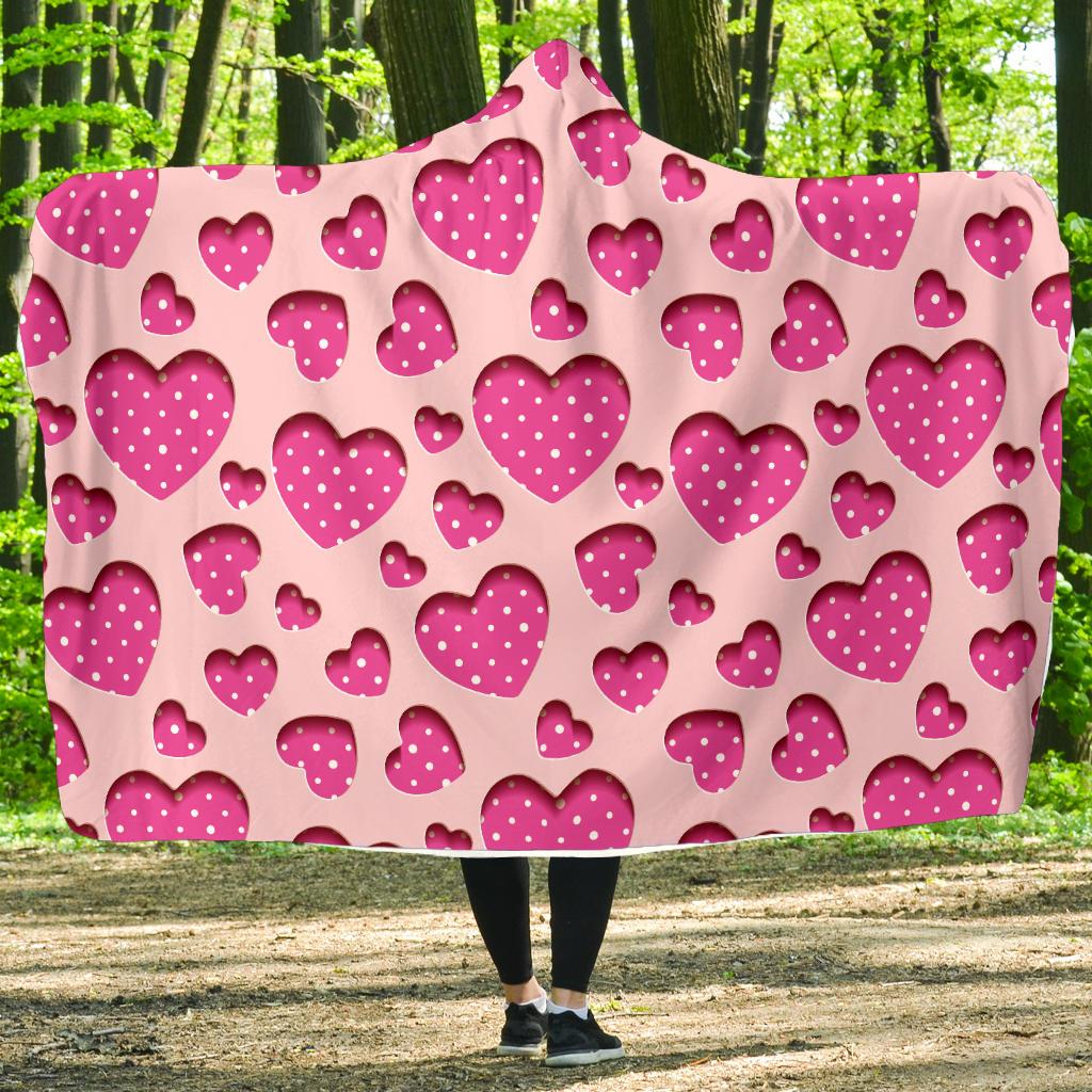 Heart Pink Pattern Print Design HE06 Hooded Blanket-JORJUNE.COM