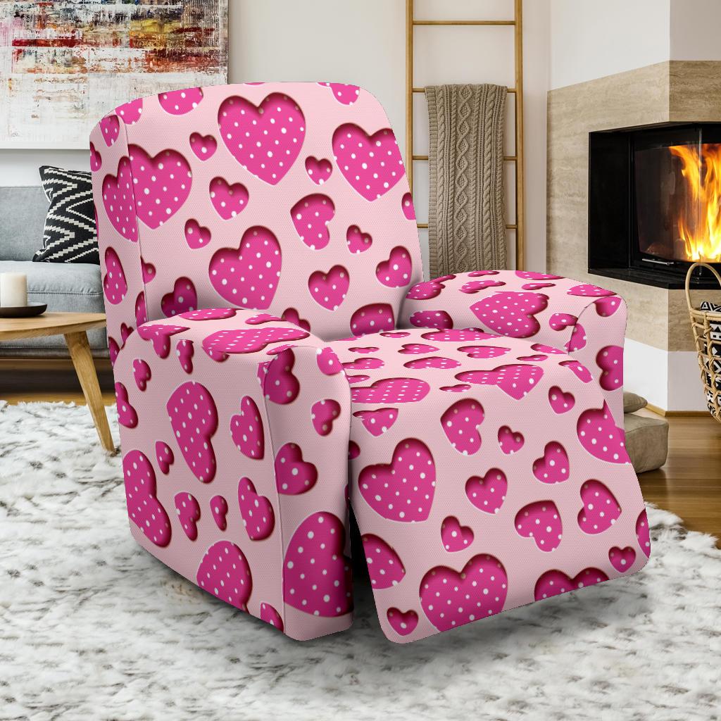 Heart Pink Pattern Print Design HE06 Recliner Slipcover-JORJUNE.COM