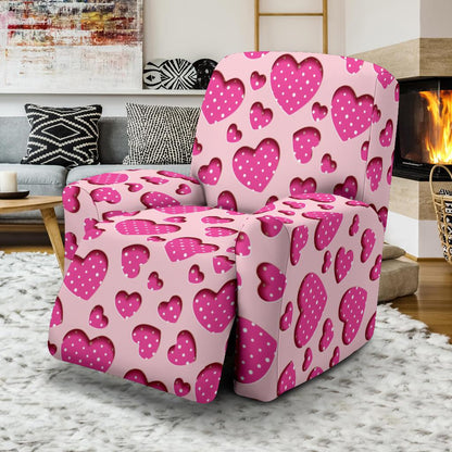 Heart Pink Pattern Print Design HE06 Recliner Slipcover-JORJUNE.COM