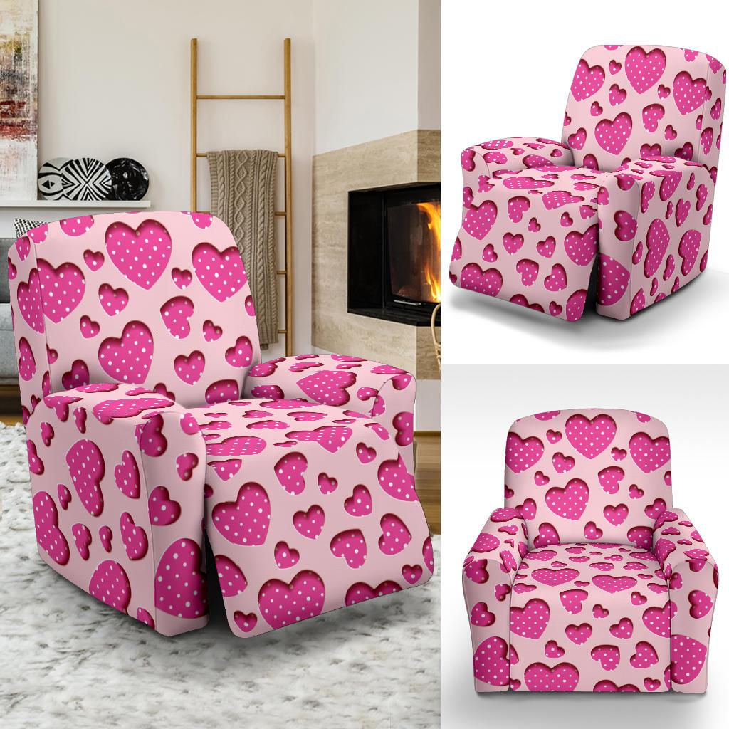 Heart Pink Pattern Print Design HE06 Recliner Slipcover-JORJUNE.COM