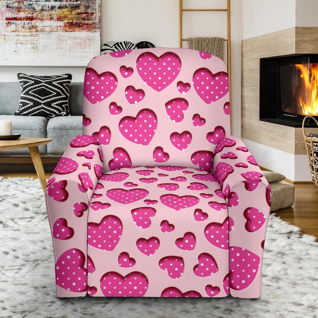 Heart Pink Pattern Print Design HE06 Recliner Slipcover-JORJUNE.COM