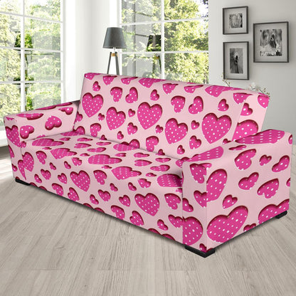 Heart Pink Pattern Print Design HE06 Sofa Slipcover-JORJUNE.COM